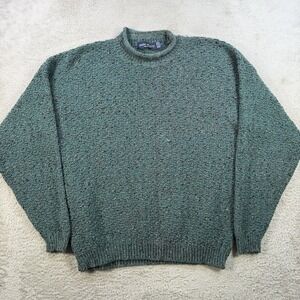 VTG John Weitz Sweater Mens Large Green Roll Neck Fisherman Knit Made in USA